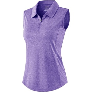 G Gradual Women’s Golf Shirts Lightweight 1/4 Zip Collared Tank Top | Sleeveless Polo Shirts, Curved Hem, Soft and Breathable, No Gaps Around The Armpits, Tennis, Pickleball, Casual(Heather Dark Purple)