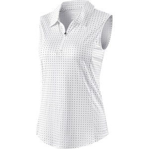 G Gradual Women’s Golf Shirts Lightweight 1/4 Zip Collared Tank Top | Sleeveless Polo Shirts, Curved Hem, Soft and Breathable, No Gaps Around The Armpits, Tennis, Pickleball, Casual(Black Dot)