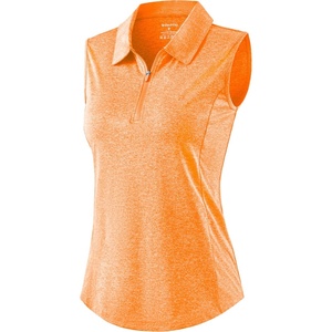 G Gradual Women’s Golf Shirts Lightweight 1/4 Zip Collared Tank Top | Sleeveless Polo Shirts, Curved Hem, Soft and Breathable, No Gaps Around The Armpits, Tennis, Pickleball, Casual(Heather Orange)