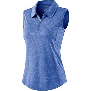 G Gradual Women’s Golf Shirts Lightweight 1/4 Zip Collared Tank Top | Sleeveless Polo Shirts, Curved Hem, Soft and Breathable, No Gaps Around The Armpits, Tennis, Pickleball, Casual(Heather Royal Blue)