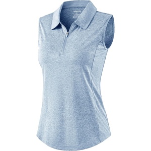 G Gradual Women’s Golf Shirts Lightweight 1/4 Zip Collared Tank Top | Sleeveless Polo Shirts, Curved Hem, Soft and Breathable, No Gaps Around The Armpits, Tennis, Pickleball, Casual(Heather Grey Blue)