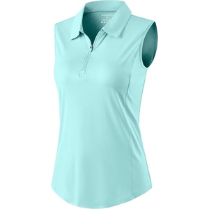 G Gradual Women’s Golf Shirts Lightweight 1/4 Zip Collared Tank Top | Sleeveless Polo Shirts, Curved Hem, Soft and Breathable, No Gaps Around The Armpits, Tennis, Pickleball, Casual(Heather Sky Blue)