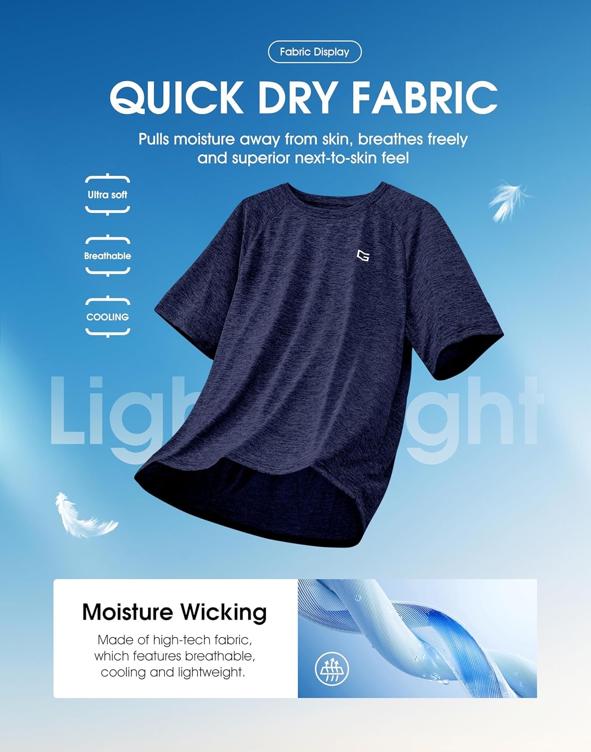 image:imageG Gradual Mens Workout Dry Fit Shirts Athletic Gym Lightweight TShirts Moisture Wicking Breathable Soft Performance Comfortable Tee Shirts Running Tennis Sports ActiveNavy
