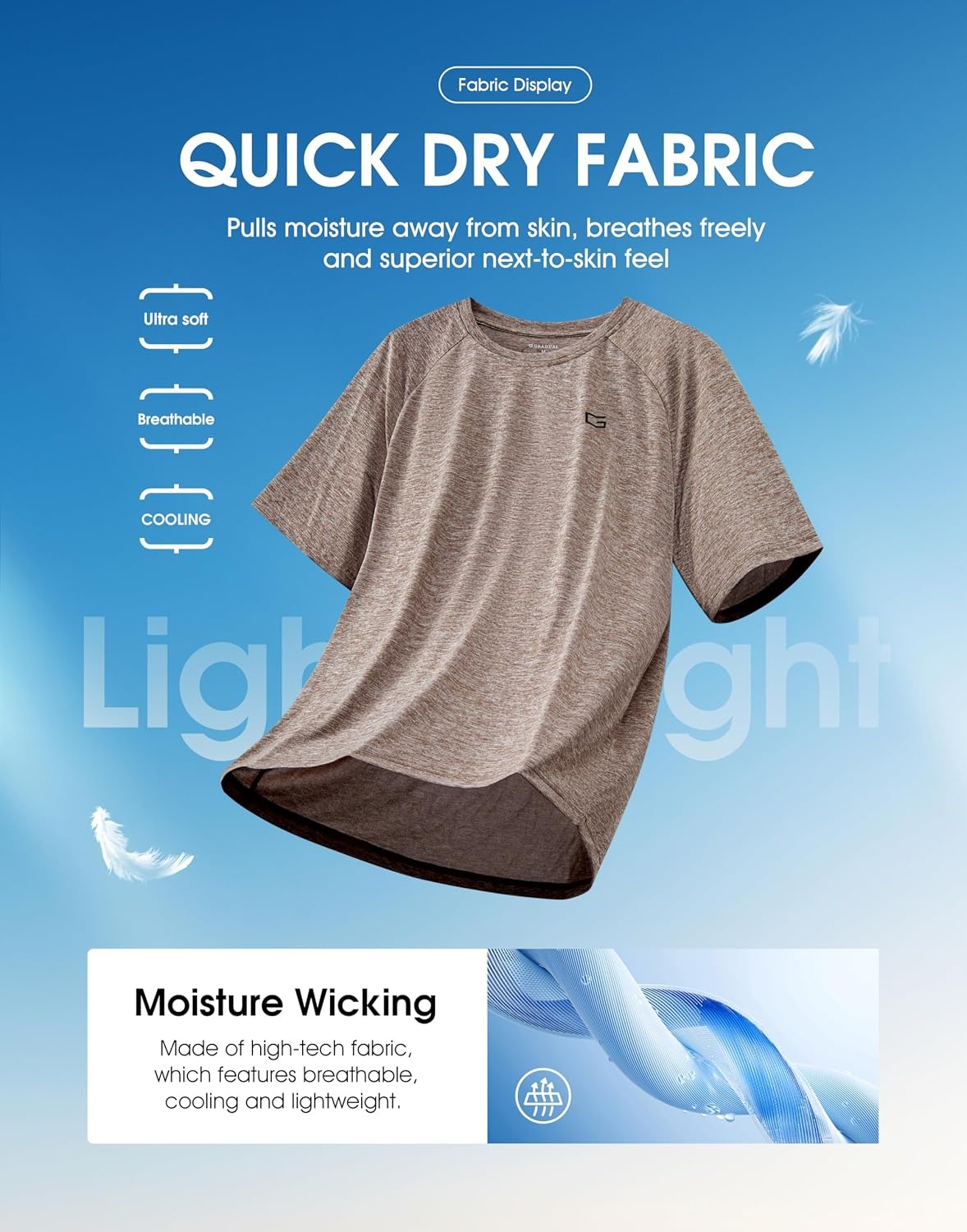 image:imageG Gradual Mens Workout Dry Fit Shirts Athletic Gym Lightweight TShirts Moisture Wicking Breathable Soft Performance Comfortable Tee Shirts Running Tennis Sports ActiveTaupe