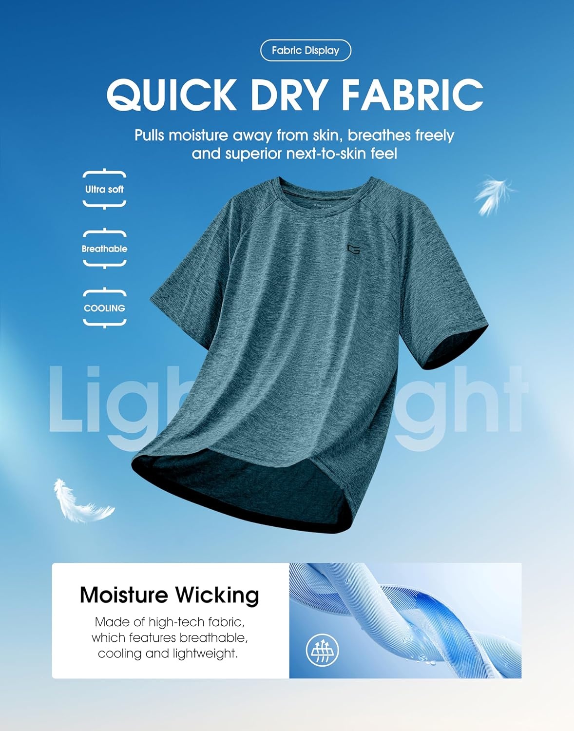 image:imageG Gradual Mens Workout Dry Fit Shirts Athletic Gym Lightweight TShirts Moisture Wicking Breathable Soft Performance Comfortable Tee Shirts Running Tennis Sports ActiveTeal Green