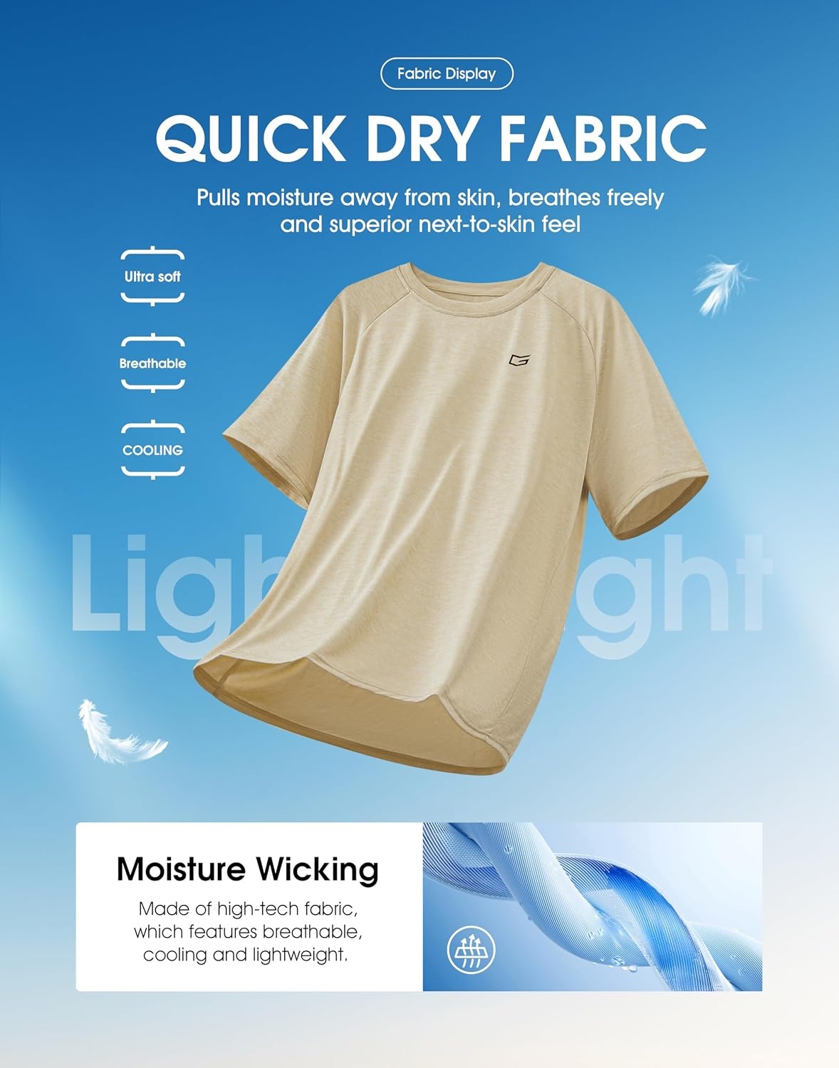 image:imageG Gradual Mens Workout Dry Fit Shirts Athletic Gym Lightweight TShirts Moisture Wicking Breathable Soft Performance Comfortable Tee Shirts Running Tennis Sports ActiveWheat Khaki