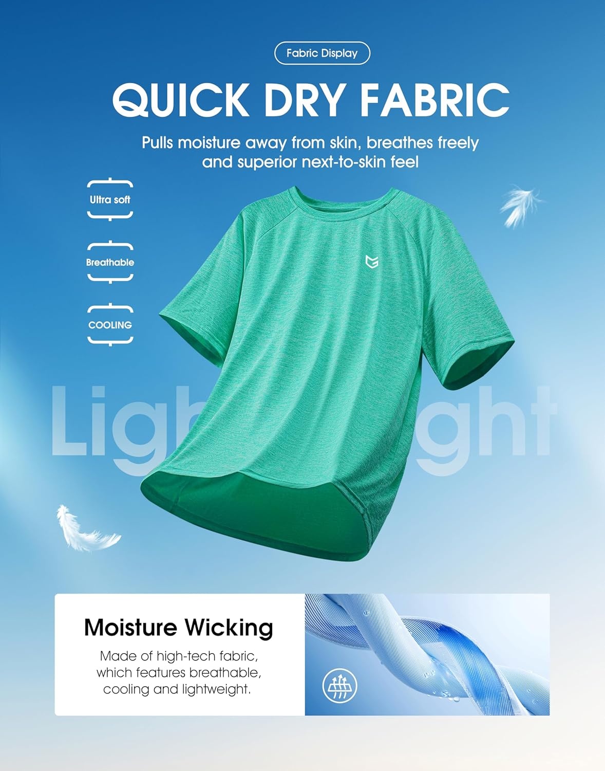 image:imageG Gradual Mens Workout Dry Fit Shirts Athletic Gym Lightweight TShirts Moisture Wicking Breathable Soft Performance Comfortable Tee Shirts Running Tennis Sports ActiveCascadia Green