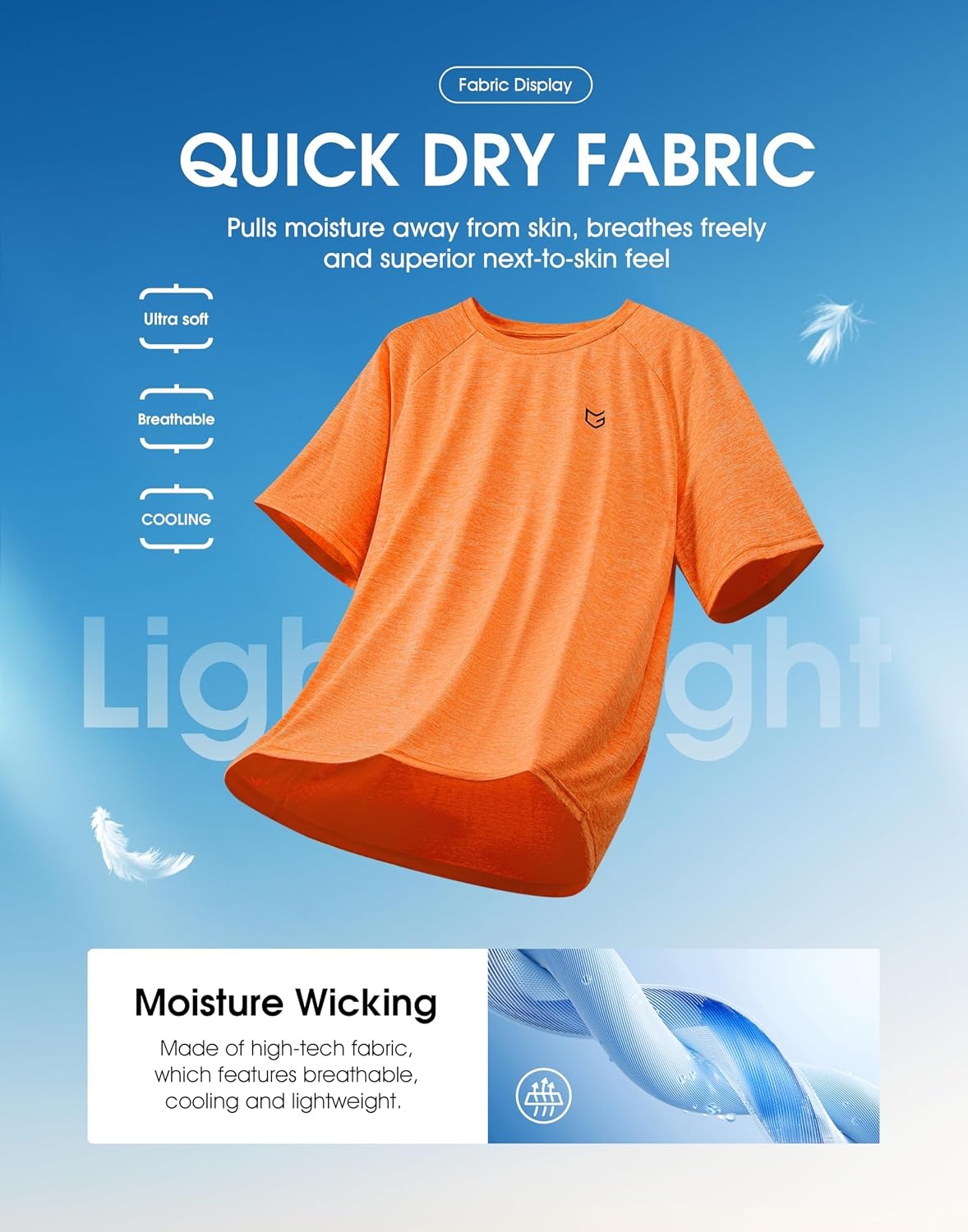 image:imageG Gradual Mens Workout Dry Fit Shirts Athletic Gym Lightweight TShirts Moisture Wicking Breathable Soft Performance Comfortable Tee Shirts Running Tennis Sports ActiveOrange