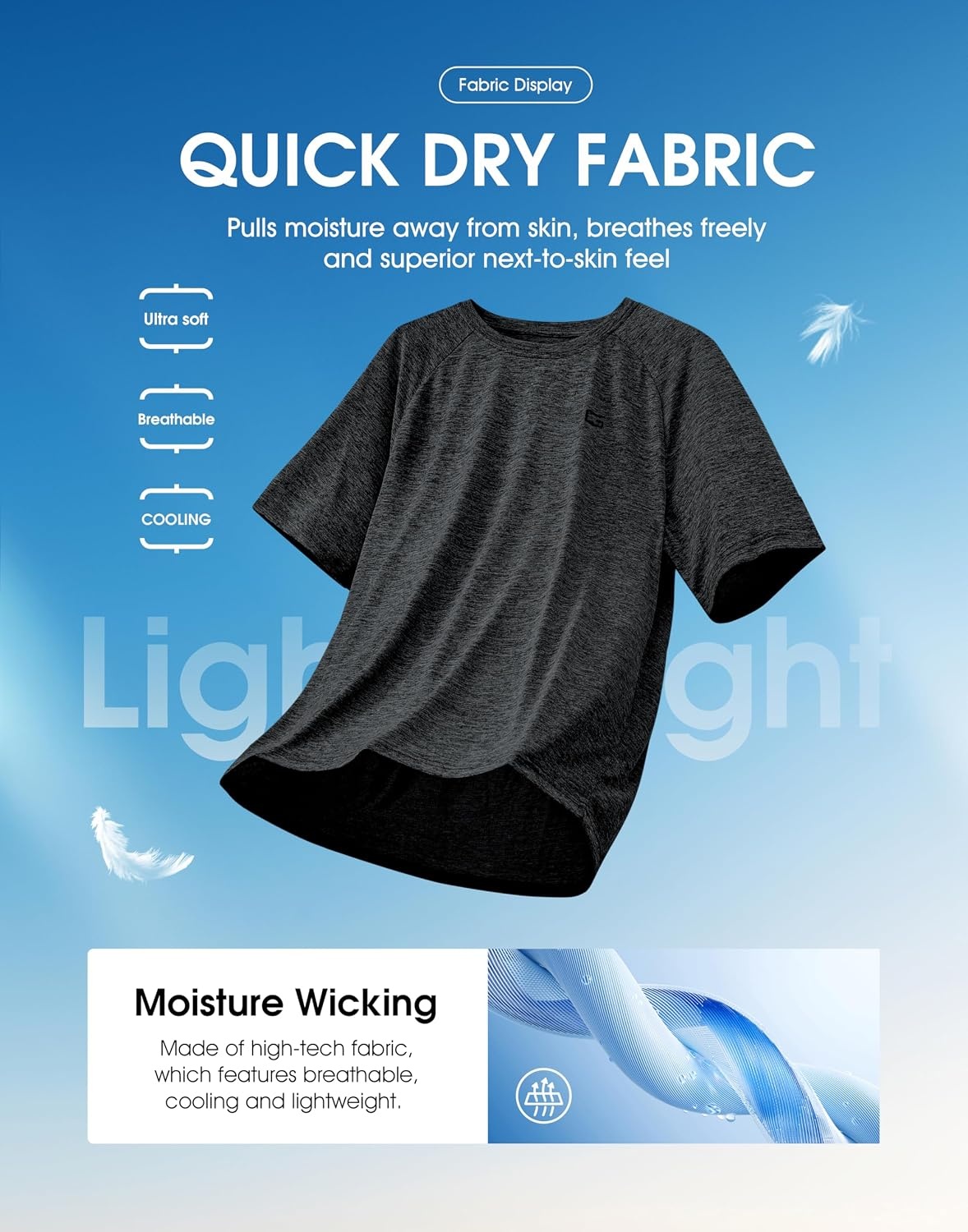 image:imageG Gradual Mens Workout Dry Fit Shirts Athletic Gym Lightweight TShirts Moisture Wicking Breathable Soft Performance Comfortable Tee Shirts Running Tennis Sports ActiveBlack