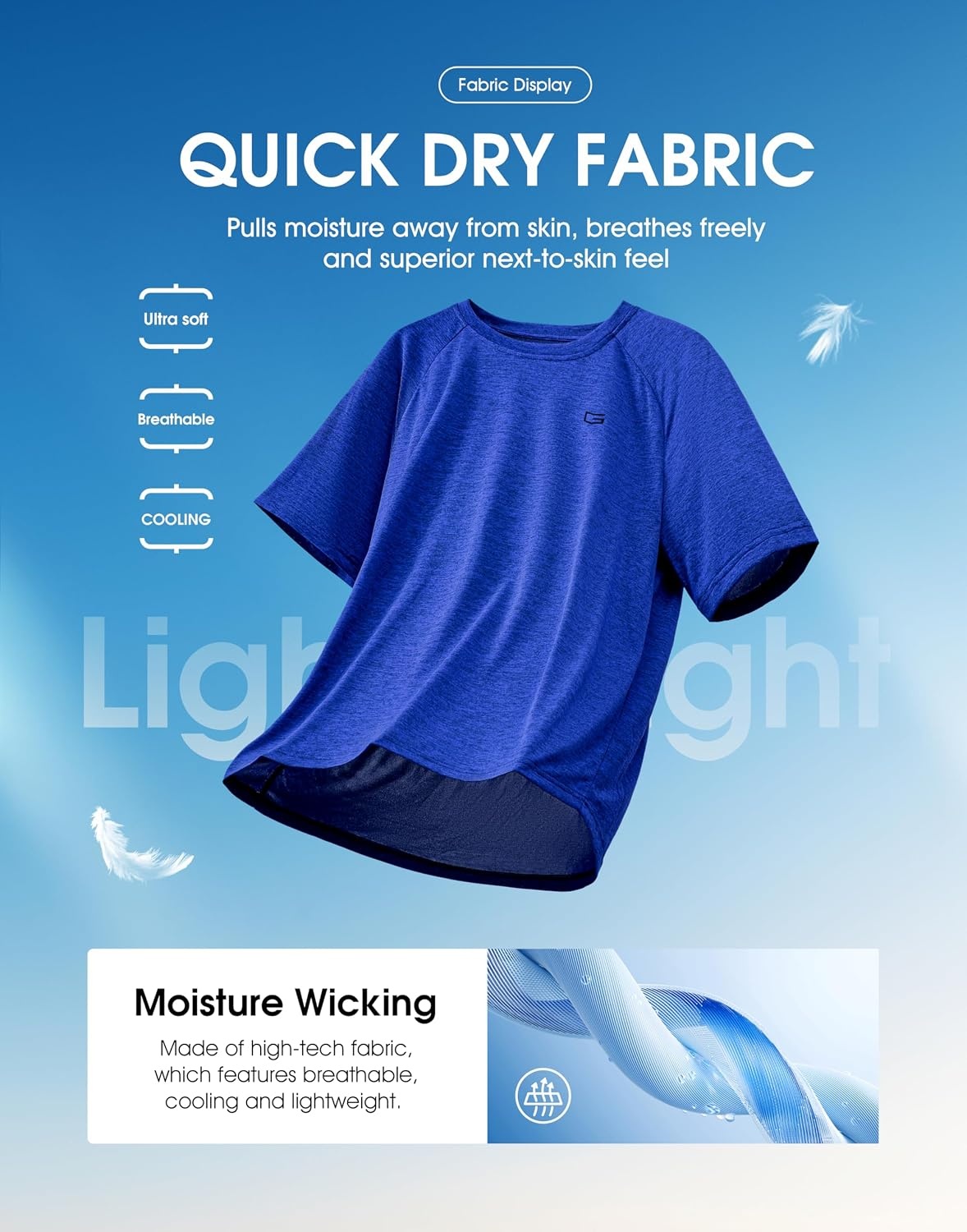 image:imageG Gradual Mens Workout Dry Fit Shirts Athletic Gym Lightweight TShirts Moisture Wicking Breathable Soft Performance Comfortable Tee Shirts Running Tennis Sports ActiveRoyal Blue
