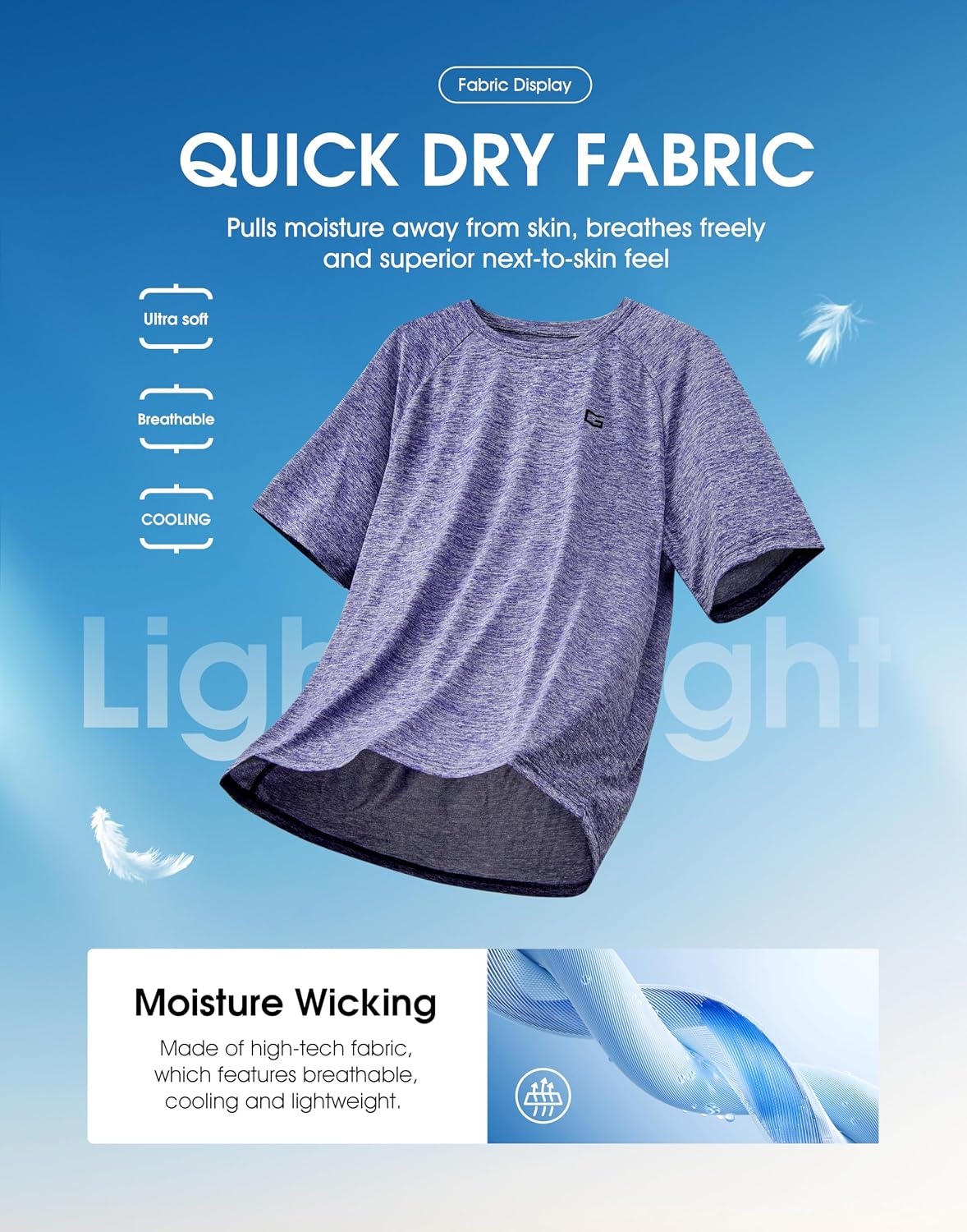 image:imageG Gradual Mens Workout Dry Fit Shirts Athletic Gym Lightweight TShirts Moisture Wicking Breathable Soft Performance Comfortable Tee Shirts Running Tennis Sports ActiveLight Purple