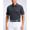 Mens Golf Shirt Grid Lightweight Short Sleeve Dry Fit Collared Polo Shirts | Moisture Wicking, Breathable,Performance Athletic Polo Shirts for Men(Iron Grey)