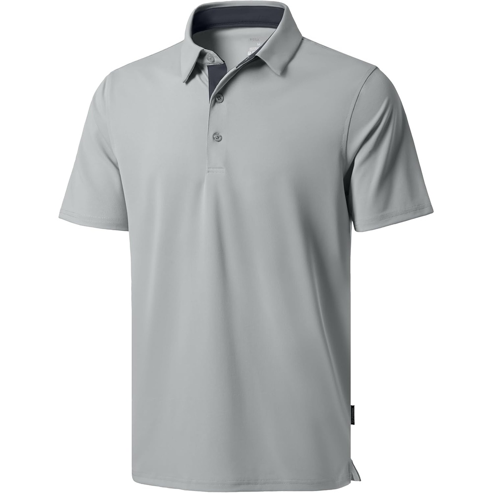 image:imageMens Golf Polo Shirts Dry Fit Moisture Wicking Performance Short Sleeve  Regular Fit 3 Button Collared Shirts Sun Protection Lightweight Breathable Pique Fabric Athletic Work Smart Casual PoloAgrey