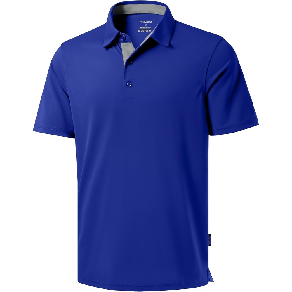 image:imageMens Golf Polo Shirts Dry Fit Moisture Wicking Performance Short Sleeve  Regular Fit 3 Button Collared Shirts Sun Protection Lightweight Breathable Pique Fabric Athletic Work Smart Casual PoloAroyal Blue