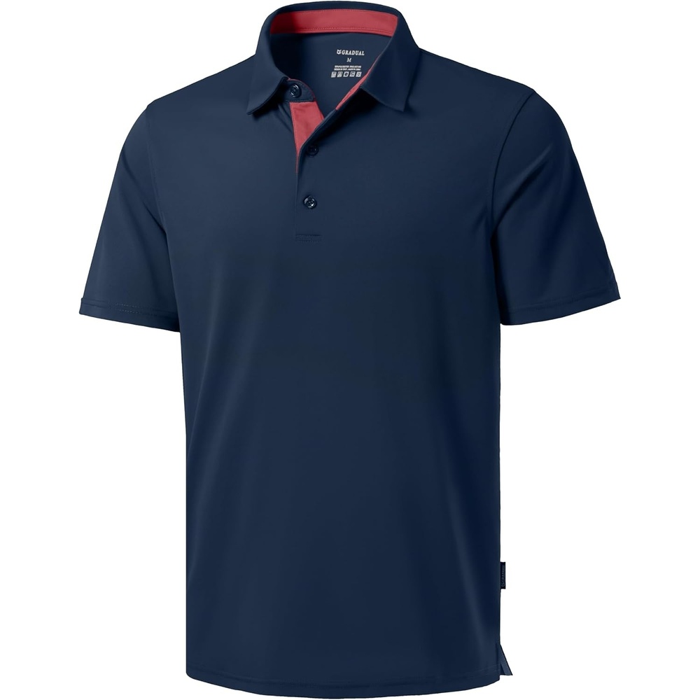 image:imageMens Golf Polo Shirts Dry Fit Moisture Wicking Performance Short Sleeve  Regular Fit 3 Button Collared Shirts Sun Protection Lightweight Breathable Pique Fabric Athletic Work Smart Casual PoloAnavy