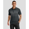 Men’s Golf Polo Shirts Dry Fit Moisture Wicking Performance Short Sleeve | Regular Fit, 3 Button, Collared Shirts, Sun Protection, Lightweight Breathable Pique Fabric, Athletic Work Smart Casual Polo(Deep Grey Stripes)