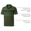 Men’s Golf Polo Shirts Dry Fit Moisture Wicking Performance Short Sleeve | Regular Fit, 3 Button, Collared Shirts, Sun Protection, Lightweight Breathable Pique Fabric, Athletic Work Smart Casual Polo(B-dark Green Stripe)