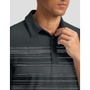 Men’s Golf Polo Shirts Dry Fit Moisture Wicking Performance Short Sleeve | Regular Fit, 3 Button, Collared Shirts, Sun Protection, Lightweight Breathable Pique Fabric, Athletic Work Smart Casual Polo(Deep Grey Stripes)