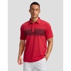 Men’s Golf Polo Shirts Dry Fit Moisture Wicking Performance Short Sleeve | Regular Fit, 3 Button, Collared Shirts, Sun Protection, Lightweight Breathable Pique Fabric, Athletic Work Smart Casual Polo(B-red Stripe)