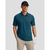 Men’s Golf Polo Shirts Dry Fit Moisture Wicking Performance Short Sleeve | Regular Fit, 3 Button, Collared Shirts, Sun Protection, Lightweight Breathable Pique Fabric, Athletic Work Smart Casual Polo(A-reflecting Pond)