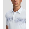 Men’s Golf Polo Shirts Dry Fit Moisture Wicking Performance Short Sleeve | Regular Fit, 3 Button, Collared Shirts, Sun Protection, Lightweight Breathable Pique Fabric, Athletic Work Smart Casual Polo(B-white Leaves)