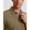 Men’s Golf Polo Shirts Dry Fit Moisture Wicking Performance Short Sleeve | Regular Fit, 3 Button, Collared Shirts, Sun Protection, Lightweight Breathable Pique Fabric, Athletic Work Smart Casual Polo(A-khaki)