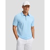 Men’s Golf Polo Shirts Dry Fit Moisture Wicking Performance Short Sleeve | Regular Fit, 3 Button, Collared Shirts, Sun Protection, Lightweight Breathable Pique Fabric, Athletic Work Smart Casual Polo(A-light Blue)