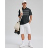 Men’s Golf Polo Shirts Dry Fit Moisture Wicking Performance Short Sleeve | Regular Fit, 3 Button, Collared Shirts, Sun Protection, Lightweight Breathable Pique Fabric, Athletic Work Smart Casual Polo(Deep Grey Stripes)
