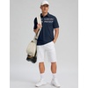 Men’s Golf Polo Shirts Dry Fit Moisture Wicking Performance Short Sleeve | Regular Fit, 3 Button, Collared Shirts, Sun Protection, Lightweight Breathable Pique Fabric, Athletic Work Smart Casual Polo(Navy Flower)