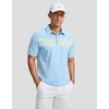 Men’s Golf Polo Shirts Dry Fit Moisture Wicking Performance Short Sleeve | Regular Fit, 3 Button, Collared Shirts, Sun Protection, Lightweight Breathable Pique Fabric, Athletic Work Smart Casual Polo(Light Blue Stripes)