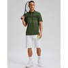 Men’s Golf Polo Shirts Dry Fit Moisture Wicking Performance Short Sleeve | Regular Fit, 3 Button, Collared Shirts, Sun Protection, Lightweight Breathable Pique Fabric, Athletic Work Smart Casual Polo(B-dark Green Stripe)