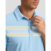 Men’s Golf Polo Shirts Dry Fit Moisture Wicking Performance Short Sleeve | Regular Fit, 3 Button, Collared Shirts, Sun Protection, Lightweight Breathable Pique Fabric, Athletic Work Smart Casual Polo(Light Blue Stripes)