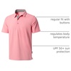 Men’s Golf Polo Shirts Dry Fit Moisture Wicking Performance Short Sleeve | Regular Fit, 3 Button, Collared Shirts, Sun Protection, Lightweight Breathable Pique Fabric, Athletic Work Smart Casual Polo(A-pink)