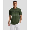 Men’s Golf Polo Shirts Dry Fit Moisture Wicking Performance Short Sleeve | Regular Fit, 3 Button, Collared Shirts, Sun Protection, Lightweight Breathable Pique Fabric, Athletic Work Smart Casual Polo(B-dark Green Stripe)