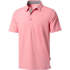 Men’s Golf Polo Shirts Dry Fit Moisture Wicking Performance Short Sleeve | Regular Fit, 3 Button, Collared Shirts, Sun Protection, Lightweight Breathable Pique Fabric, Athletic Work Smart Casual Polo(A-pink)