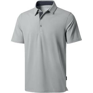 Men’s Golf Polo Shirts Dry Fit Moisture Wicking Performance Short Sleeve | Regular Fit, 3 Button, Collared Shirts, Sun Protection, Lightweight Breathable Pique Fabric, Athletic Work Smart Casual Polo(A-grey)