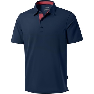 Men’s Golf Polo Shirts Dry Fit Moisture Wicking Performance Short Sleeve | Regular Fit, 3 Button, Collared Shirts, Sun Protection, Lightweight Breathable Pique Fabric, Athletic Work Smart Casual Polo(A-navy)