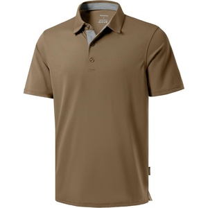 Men’s Golf Polo Shirts Dry Fit Moisture Wicking Performance Short Sleeve | Regular Fit, 3 Button, Collared Shirts, Sun Protection, Lightweight Breathable Pique Fabric, Athletic Work Smart Casual Polo(A-khaki)