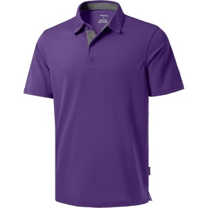Men’s Golf Polo Shirts Dry Fit Moisture Wicking Performance Short Sleeve | Regular Fit, 3 Button, Collared Shirts, Sun Protection, Lightweight Breathable Pique Fabric, Athletic Work Smart Casual Polo(A-purple)