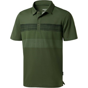 Men’s Golf Polo Shirts Dry Fit Moisture Wicking Performance Short Sleeve | Regular Fit, 3 Button, Collared Shirts, Sun Protection, Lightweight Breathable Pique Fabric, Athletic Work Smart Casual Polo(B-dark Green Stripe)