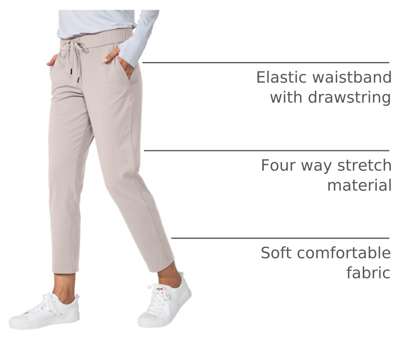 image:imageG Gradual Womens Pants with Deep Pockets 78 Stretch Ankle Sweatpants Golf Athletic Travel Lounge Business Casual Butter Soft 4way Stretch Wash and Dry Well Flattering LightweightLight Khaki
