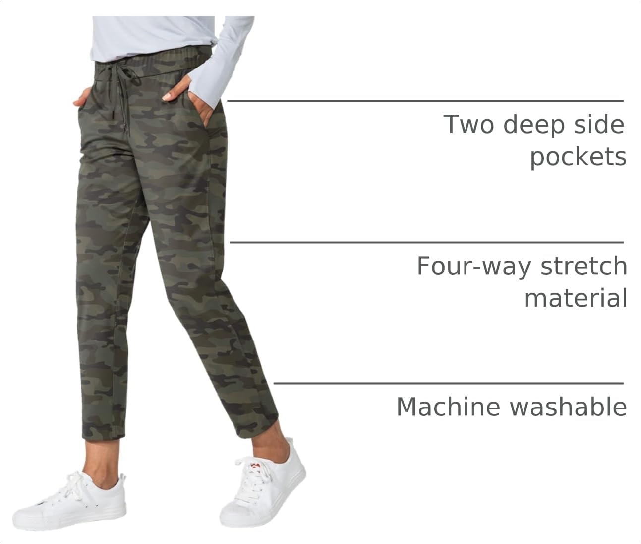 image:imageG Gradual Womens Pants with Deep Pockets 78 Stretch Ankle Sweatpants Golf Athletic Travel Lounge Business Casual Butter Soft 4way Stretch Wash and Dry Well Flattering LightweightGreen Camo