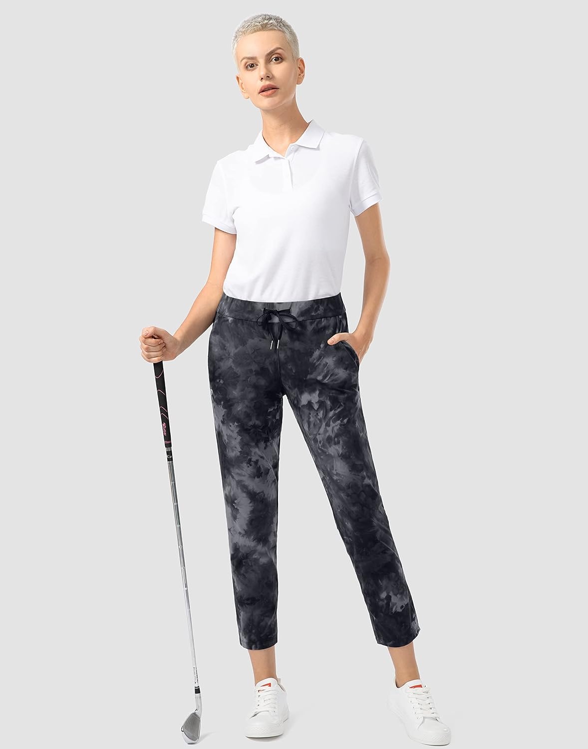 image:imageG Gradual Womens Pants with Deep Pockets 78 Stretch Ankle Sweatpants Golf Athletic Travel Lounge Business Casual Butter Soft 4way Stretch Wash and Dry Well Flattering LightweightBlack Tie Dye