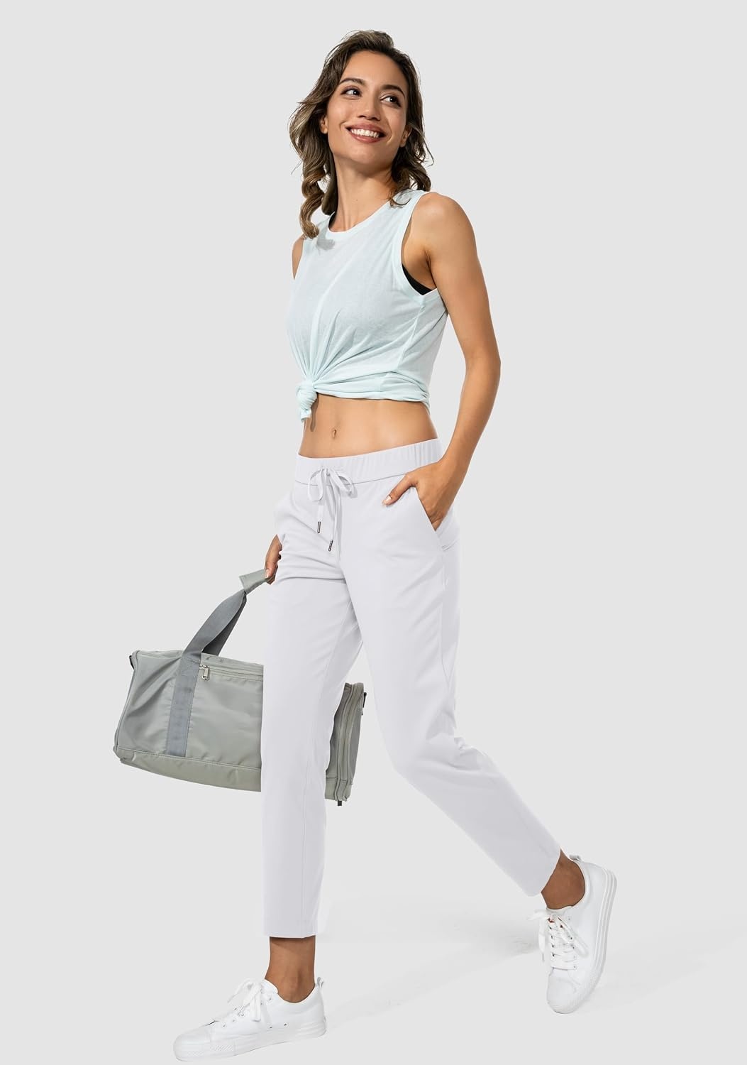 image:imageG Gradual Womens Pants with Deep Pockets 78 Stretch Ankle Sweatpants Golf Athletic Travel Lounge Business Casual Butter Soft 4way Stretch Wash and Dry Well Flattering LightweightWhite