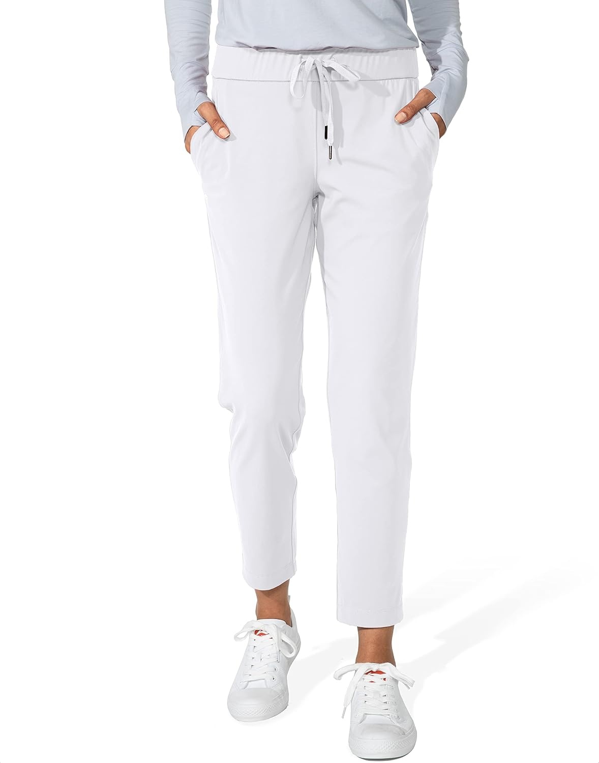 image:imageG Gradual Womens Pants with Deep Pockets 78 Stretch Ankle Sweatpants Golf Athletic Travel Lounge Business Casual Butter Soft 4way Stretch Wash and Dry Well Flattering LightweightWhite