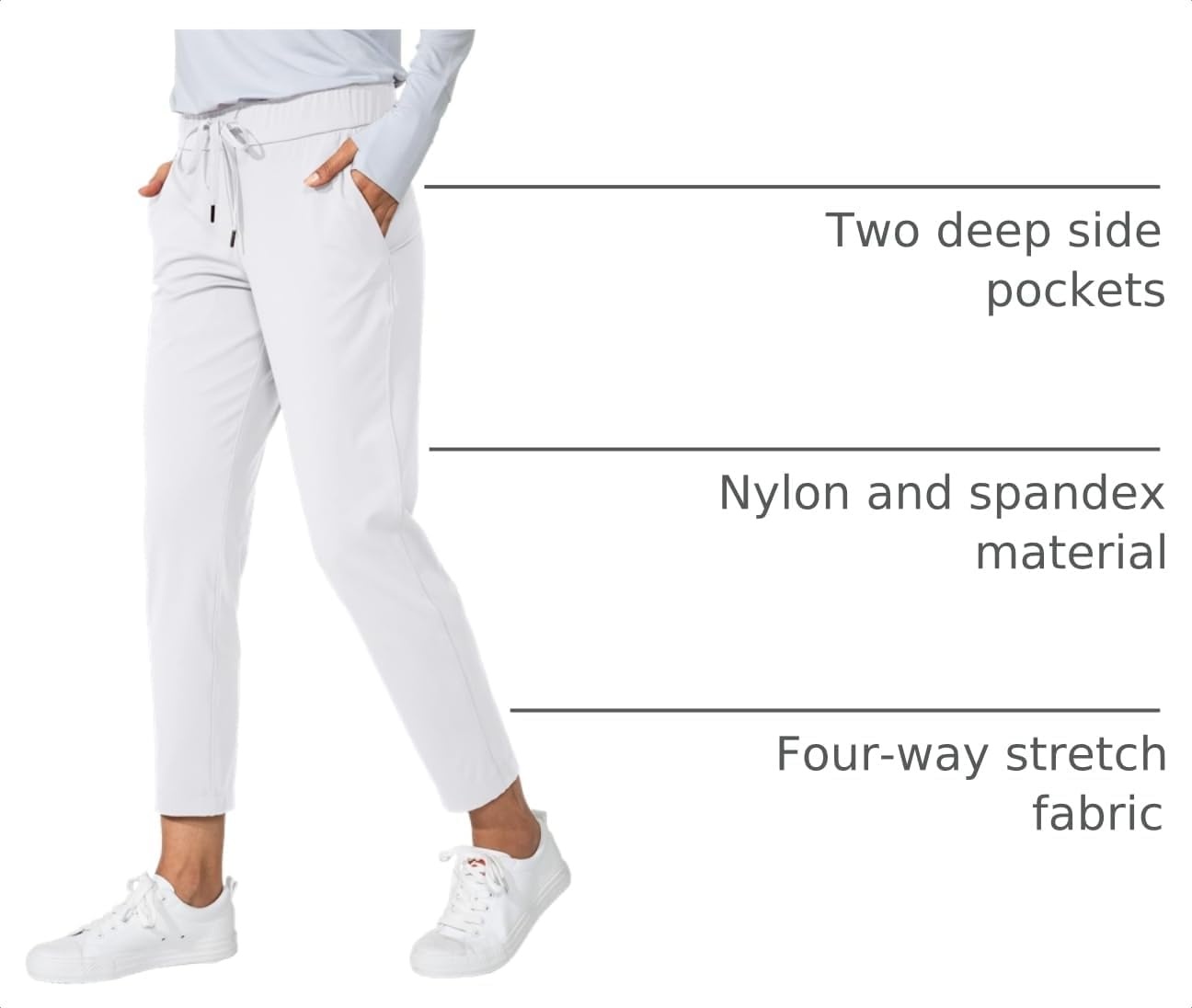 image:imageG Gradual Womens Pants with Deep Pockets 78 Stretch Ankle Sweatpants Golf Athletic Travel Lounge Business Casual Butter Soft 4way Stretch Wash and Dry Well Flattering LightweightWhite