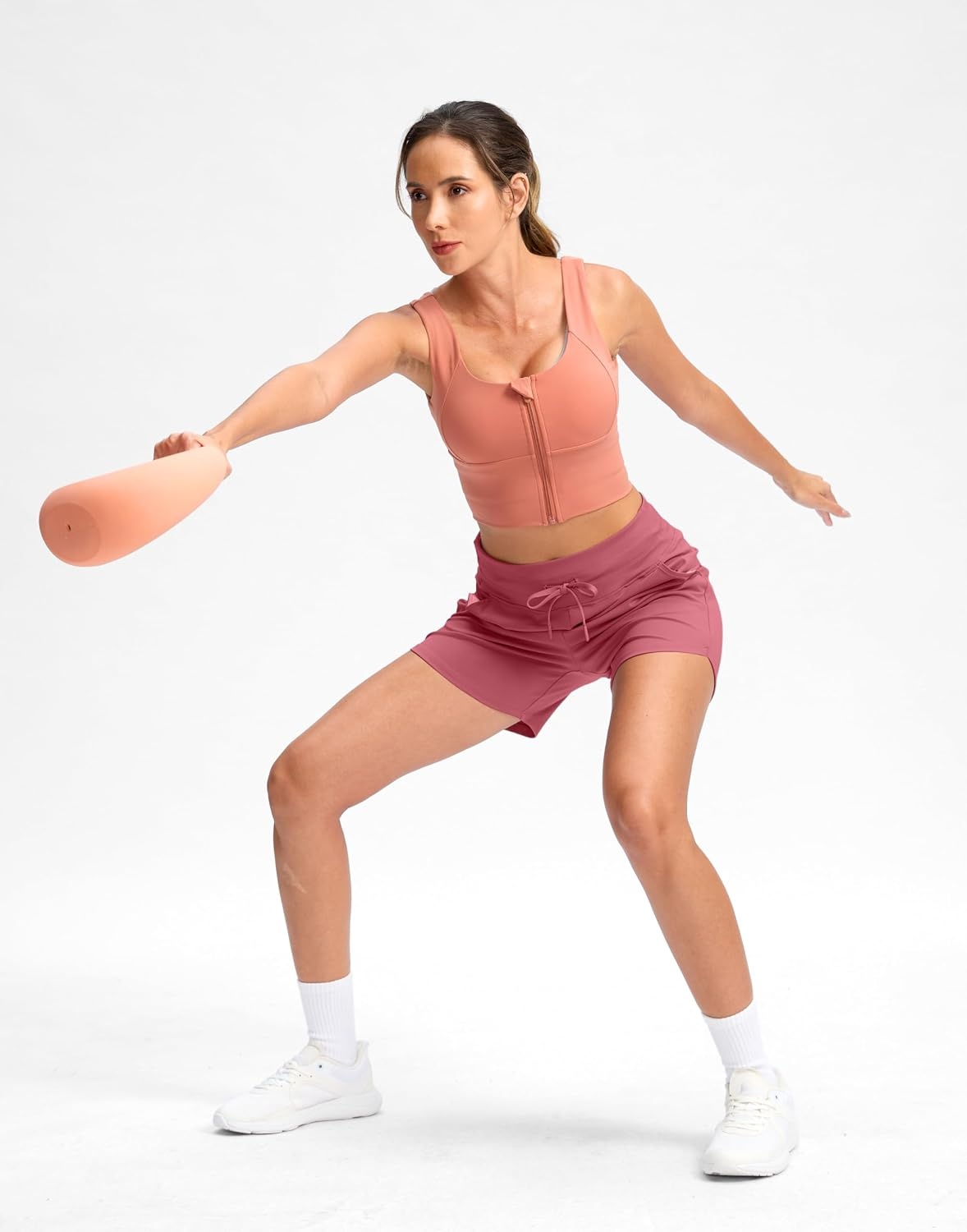 image:imageG Gradual Womens 5 Athletic Running Shorts with Zip Pockets Stretchy Quick Dry High Waisted for Workout Gym HikingBerry Rose
