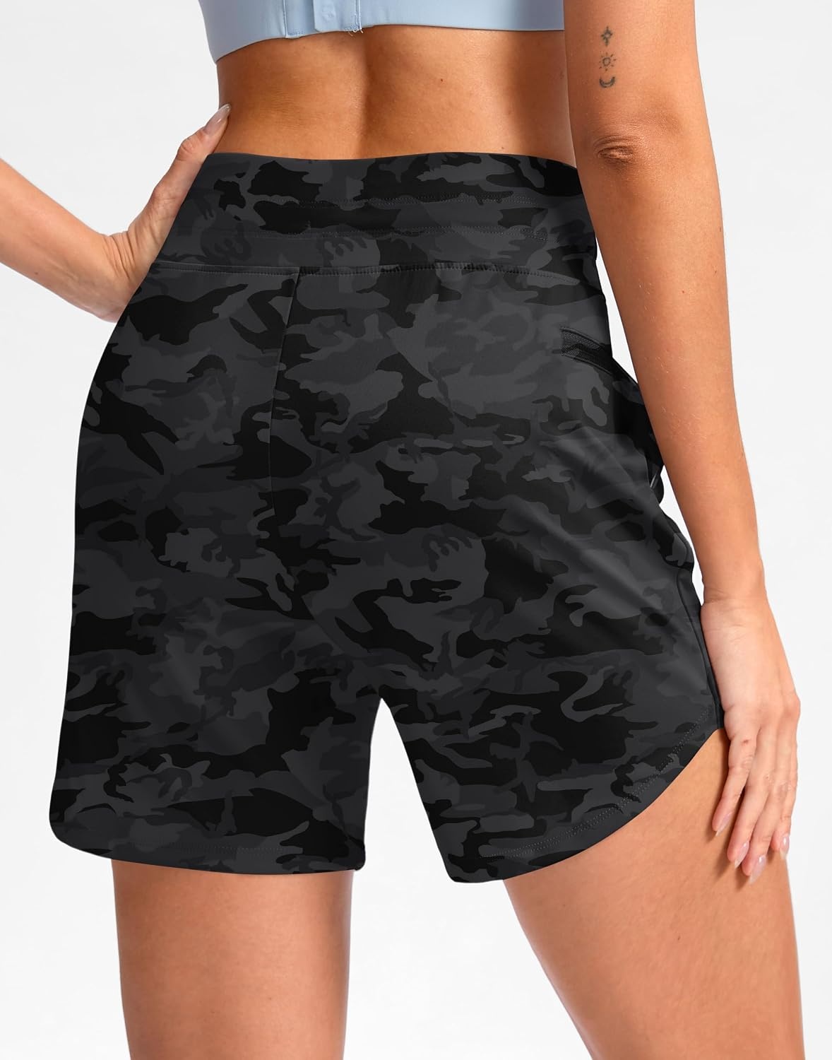 image:imageG Gradual Womens 5 Athletic Running Shorts with Zip Pockets Stretchy Quick Dry High Waisted for Workout Gym HikingBlack Camo