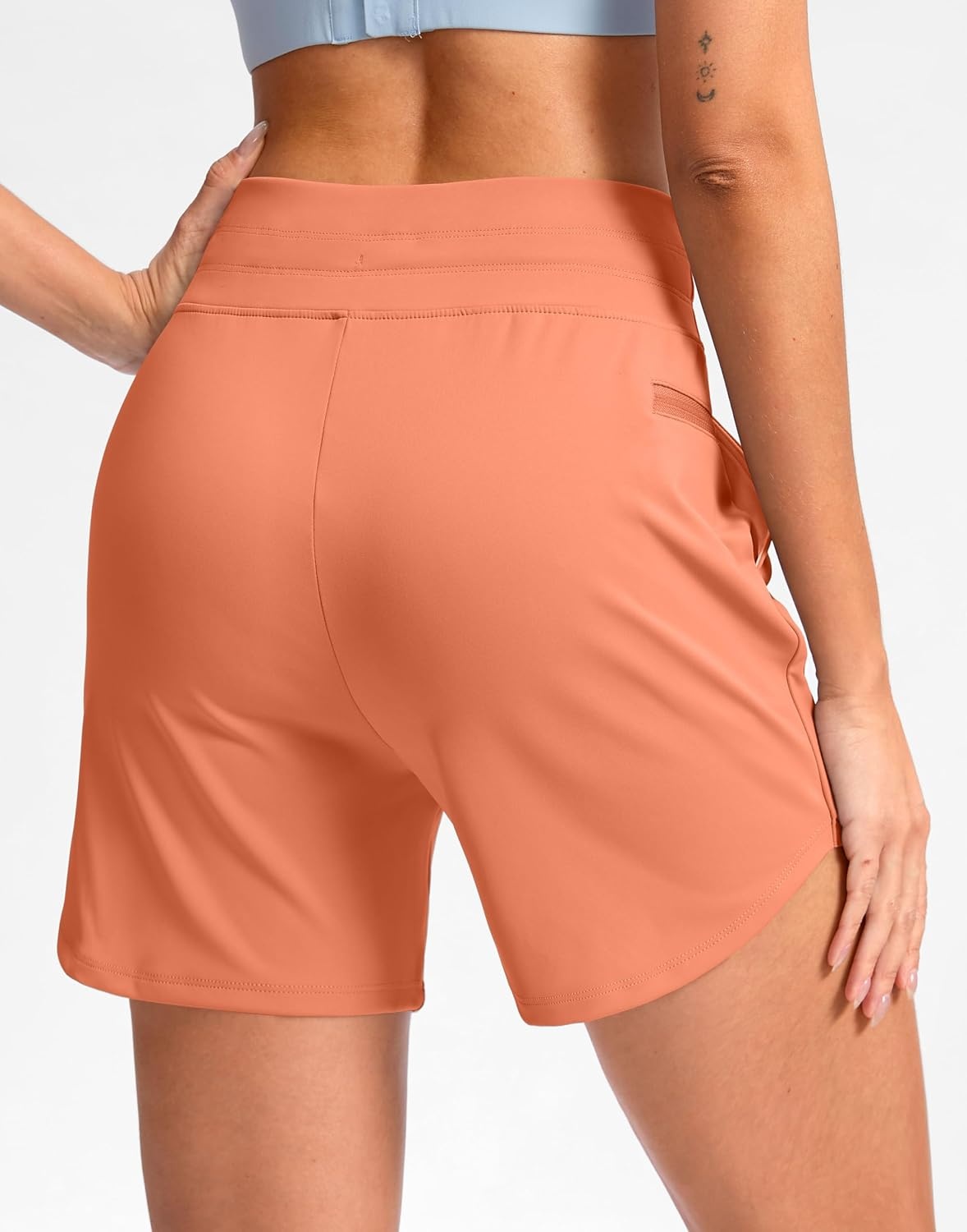image:imageG Gradual Womens 5 Athletic Running Shorts with Zip Pockets Stretchy Quick Dry High Waisted for Workout Gym HikingCoral