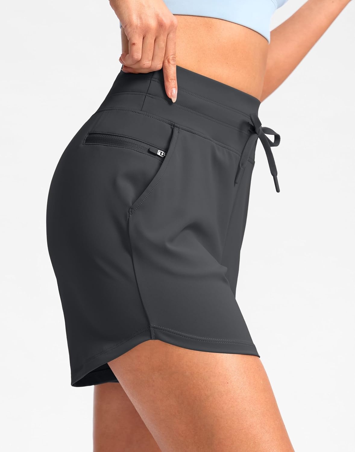 image:imageG Gradual Womens 5 Athletic Running Shorts with Zip Pockets Stretchy Quick Dry High Waisted for Workout Gym HikingDark Grey